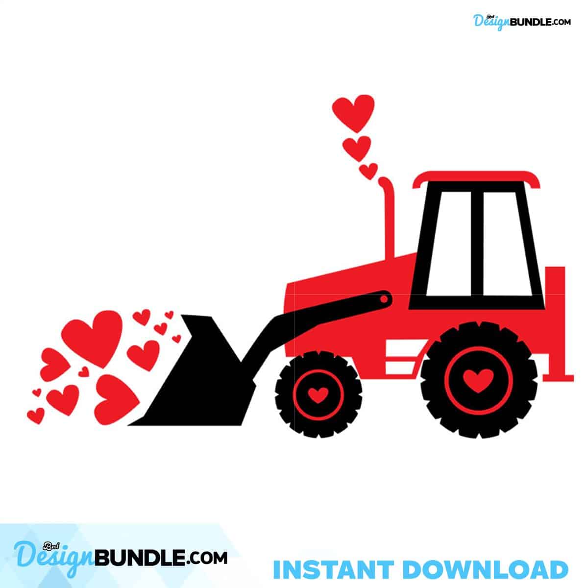 Valentines Tractor Clearing A Lot Of Hearts Svg Valentine Svg Tractor