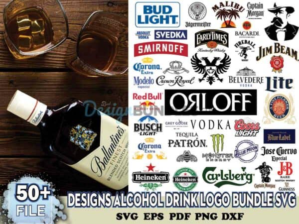 50+ Designs Alcohol Drink Logo Bundle Svg, Beer Logo, Beer Svg