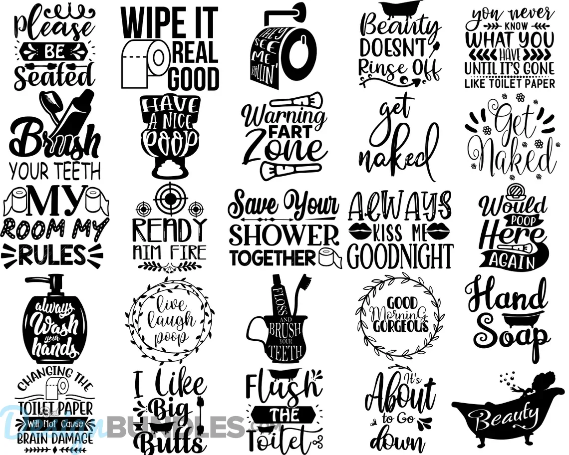 600 Files Bathroom SVG Bundle, Bathroom Quotes SVG, Bathroom Sign SVG ...