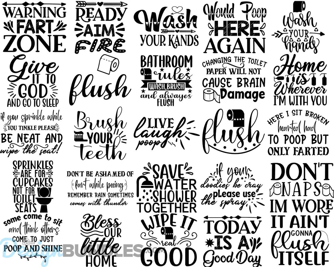 600 Files Bathroom SVG Bundle, Bathroom Quotes SVG, Bathroom Sign SVG ...