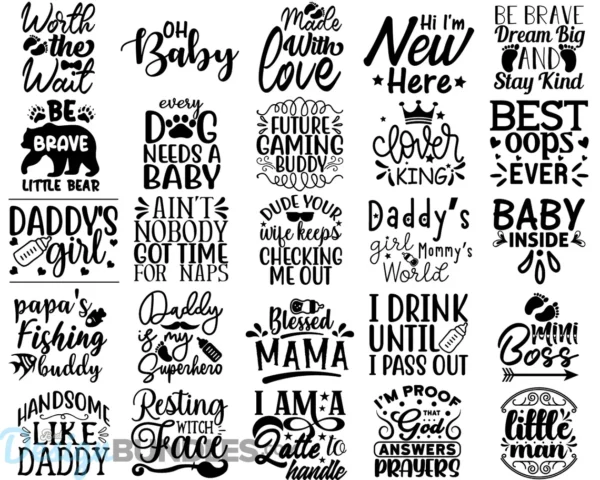 Baby Quotes SVG Bundle, Funny Baby Onesie SVG, Newborn SVG