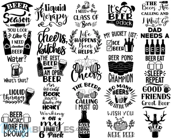 Beer Quotes SVG Bundle, Beer Glass SVG, Beer Mugs Cups SVG