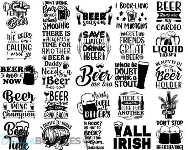 Beer Quotes SVG Bundle, Beer Glass SVG, Beer Mugs Cups SVG