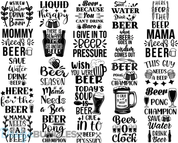 Beer Quotes SVG Bundle, Beer Glass SVG, Beer Mugs Cups SVG