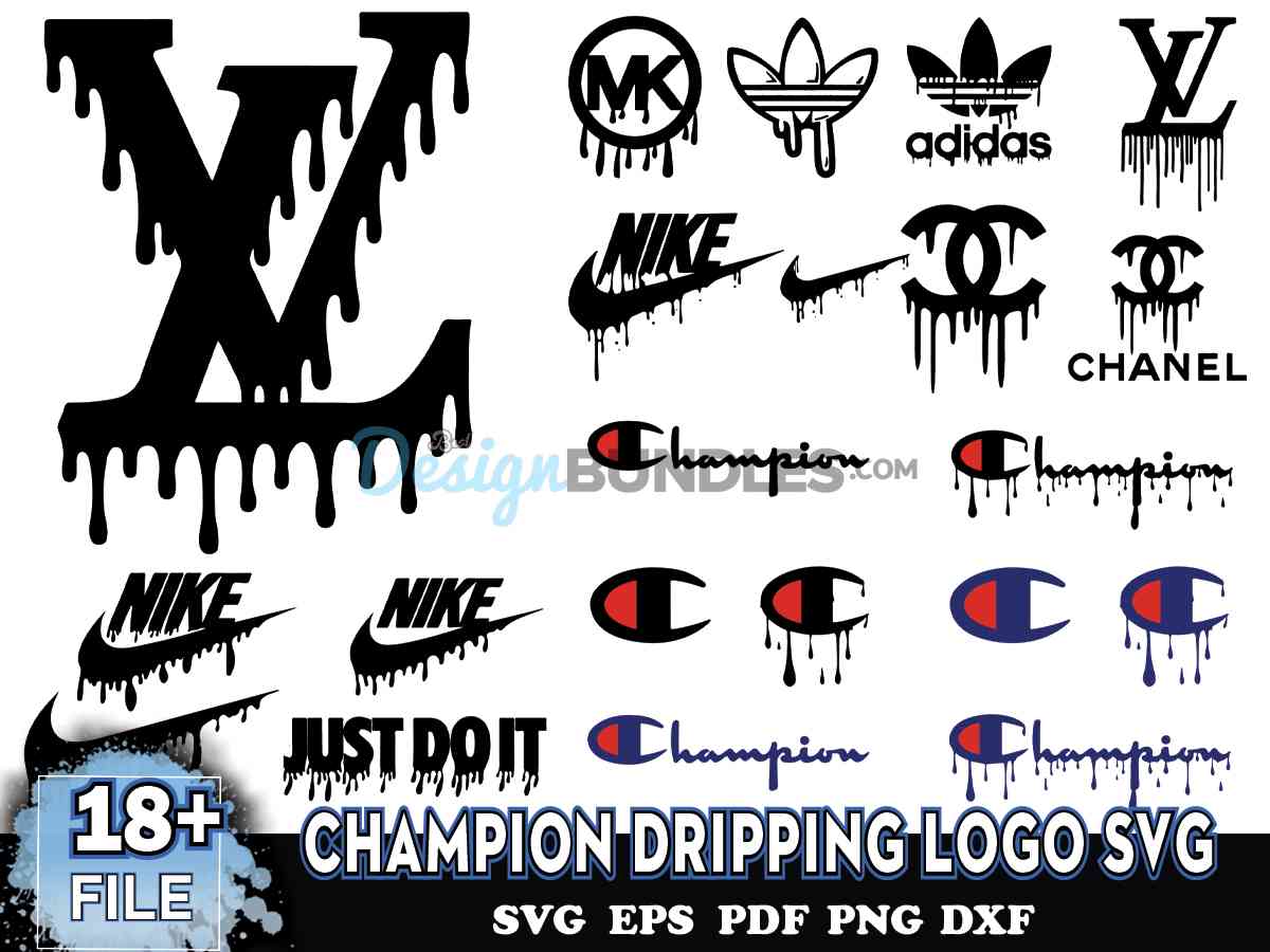 Bundle Brand Logos, LV Logo, Chanel Logo, Champion Dripping Logo Svg ...