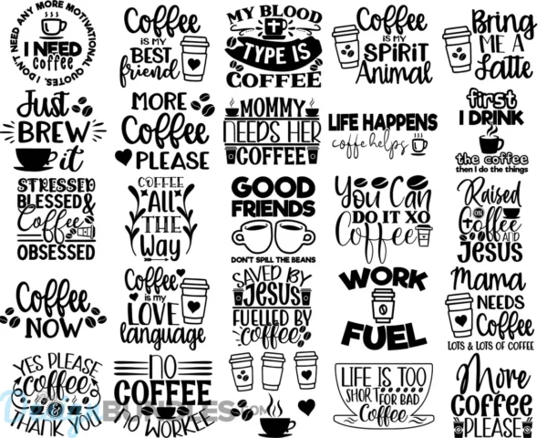 Coffee SVG Bundle, Coffee Quotes SVG File, Coffee Funny SVG