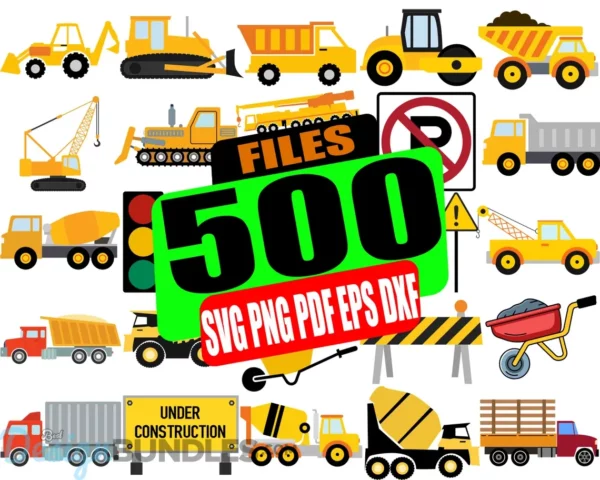 Construction Truck SVG Bundle, Construction SVG Files, Excavator SVG