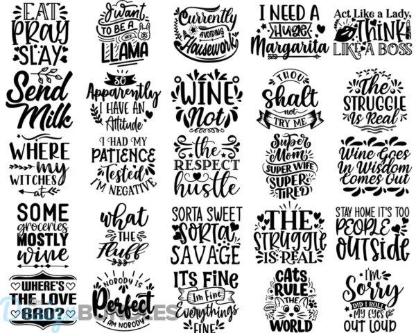 Funny Quotes SVG Bundle, Funny SVG File, Funny Saying SVG Cutting Files