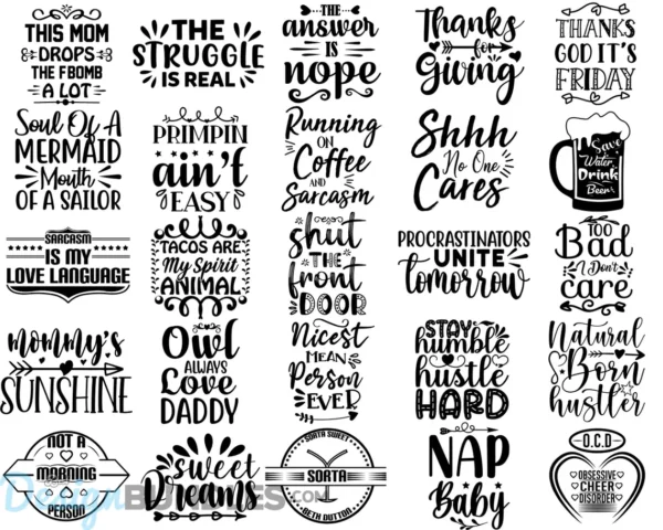 Funny Quotes SVG Bundle, Funny SVG File, Funny Saying SVG Cutting Files