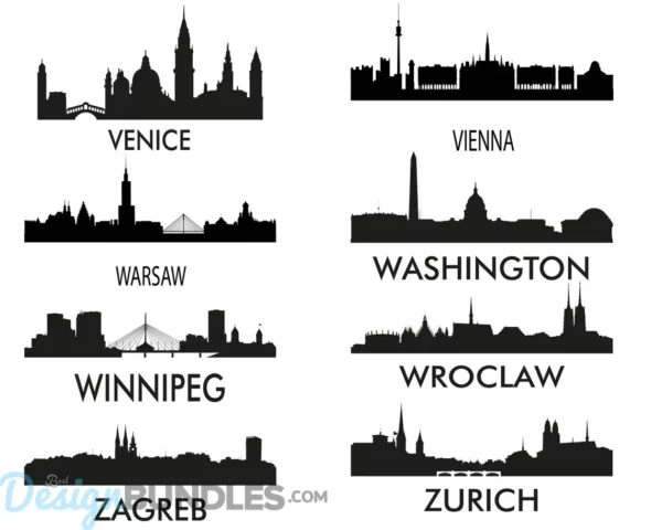 Landmark SVG Bundle, Big City SVG, All Big Cities Landmark SVG Cutting Files