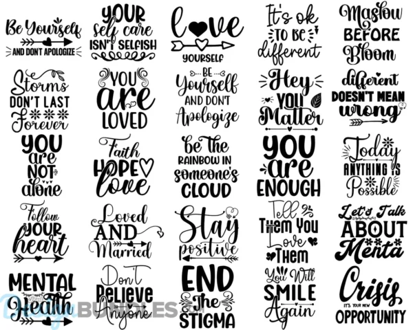 120 Mental Health SVG Bundle, Mental Health Matters SVG, Positive SVG ...