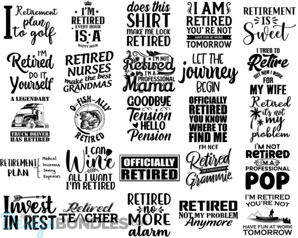 100 Retirement SVG Bundle, Officially Retired SVG, Happy Retirement SVG ...