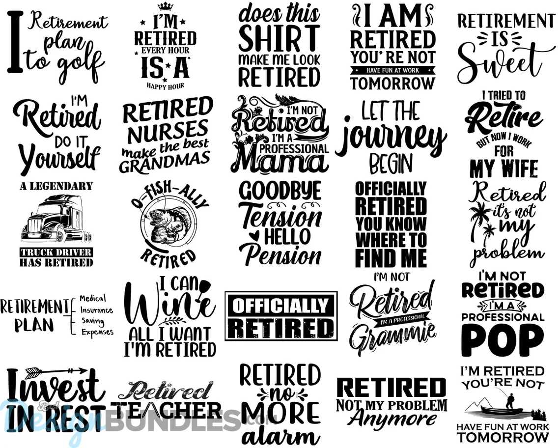 100 Retirement SVG Bundle, Officially Retired SVG, Happy Retirement SVG ...