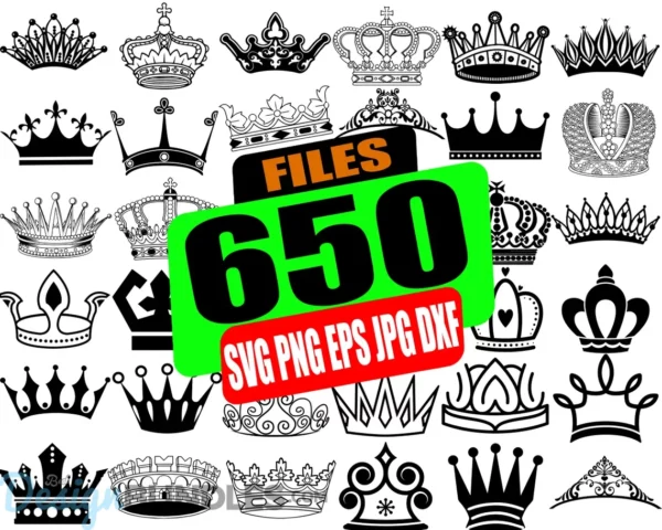 Royal Crown SVG bundle, Crown svg file, King Crown svg, Queen crown svg, Crown svg for men women, crown silhouette, clipart, png (1)