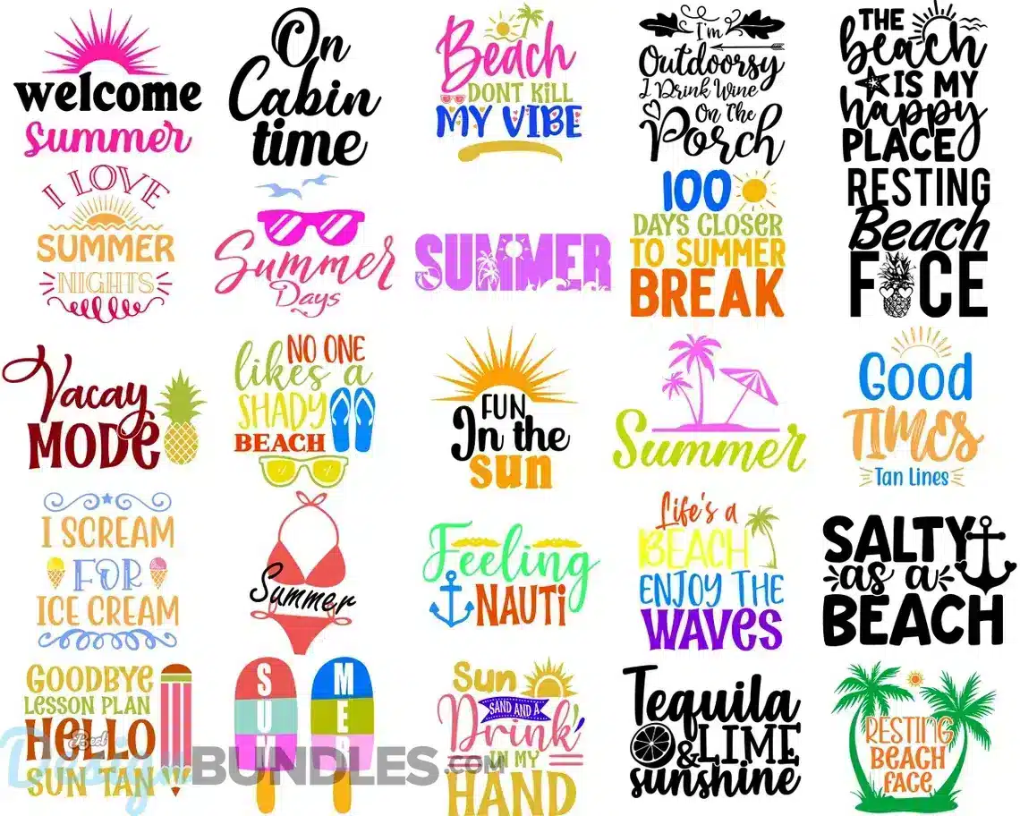 Summer Beach SVG Bundle, Beach Quotes SVG, Hello Summer SVG ...