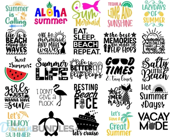 Summer Beach Svg Bundle, Beach Quotes Svg, Hello Summer Svg Instant 