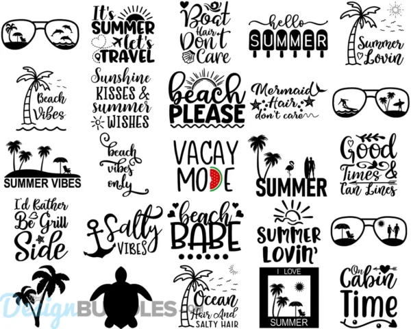 Summer Beach SVG Bundle, Beach Quotes SVG, Hello Summer SVG Instant ...