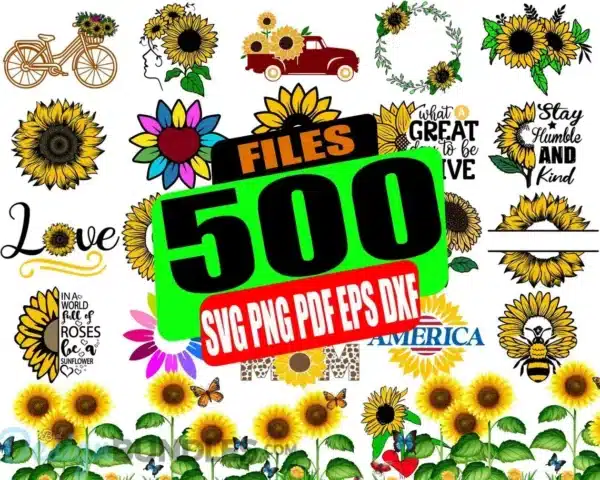 SunflowerSVG Bundle, Sunflower SVG Cutting Files, Sunflower Wreath SVG