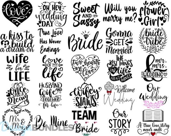 Wedding SVG Bundle Groom SVG Bride SVG Mr and Mrs svg wedding svg files for cricut wedding png cut file cricut silhouette 5