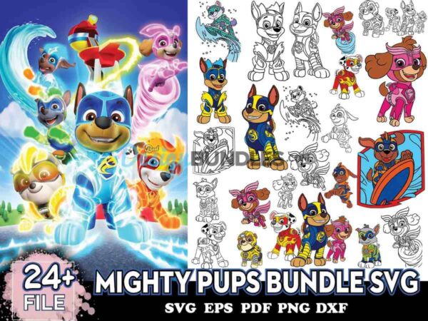 24+ Mighty Pups Bundle Svg, Paw Patrol Svg, Cartoon Svg