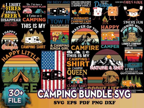 30 Camping Bundle Svg, Camping Svg, Hippie Svg Instant Download ...