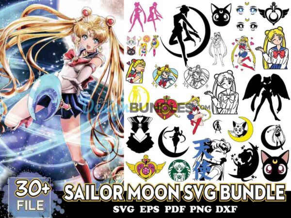 30 Files Sailor Moon Svg Bundle, Sailor Moon Svg, Sailor Moon Vector