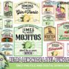 36 Files Retro Lemonade Label Bundle Png