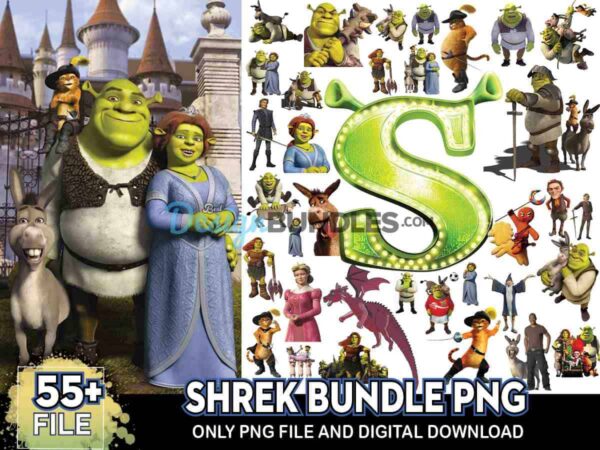 55 Files Shrek Bundle Png, Cartoon Png, Shrek Png