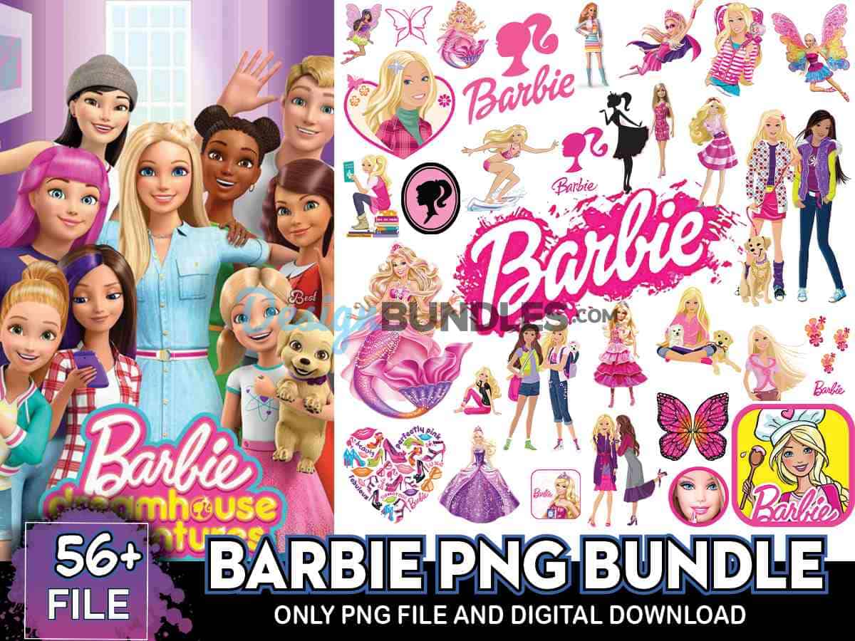 56 Files Barbie Png Bundle, Barbie Logo, Barbie Images Instant Download 