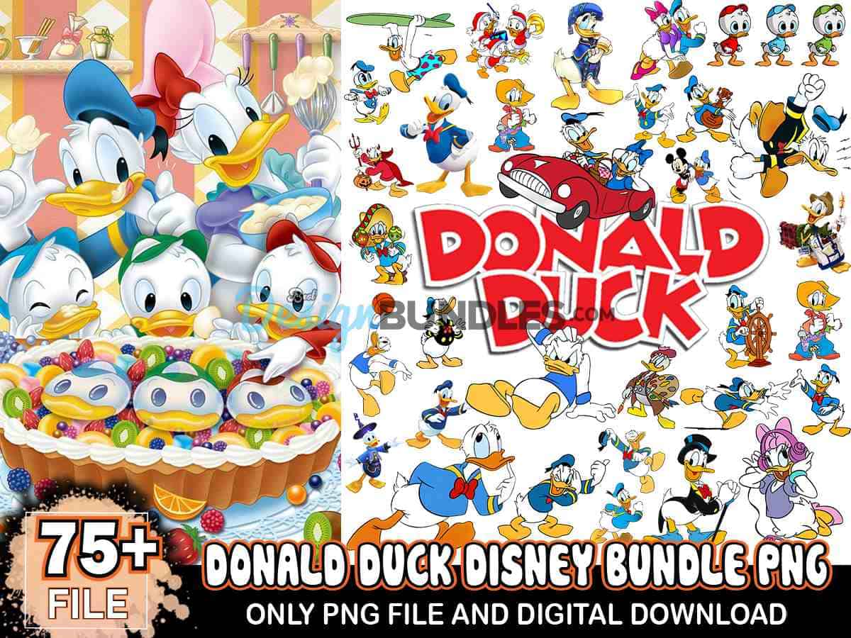 75 Files Donald Duck Bundle Png, Disney Png, Cartoon Png Instant ...