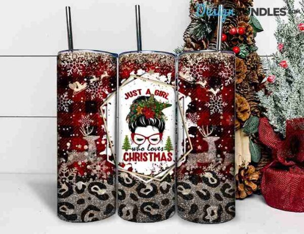 Christmas Messy Bun Tumbler Png, Christmas Tumbler
