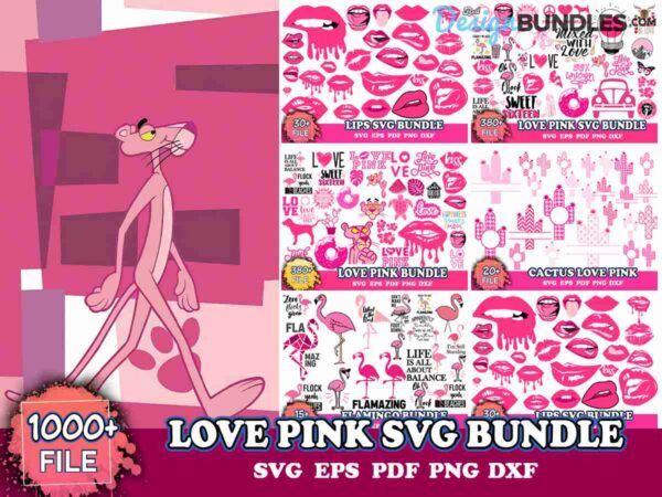 1000 File Love Pink Svg Bundle,