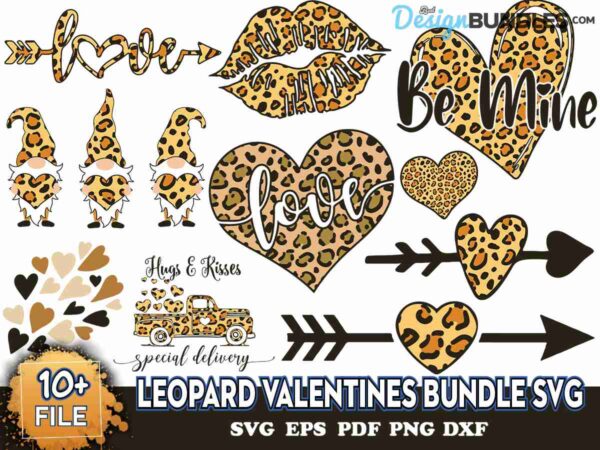 11 Designs Leopard Valentines Bundle Svg, Cricut Svg, Valentine's Day Svg