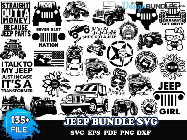 135 Files Jeep Bundle Svg, Jeep Svg, Jeep Vector