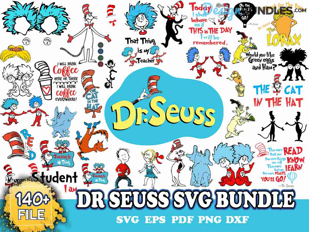 Dr Seuss Big Bundle Svg, Dr Seuss Svg, Cat In The Hat Svg Instant ...