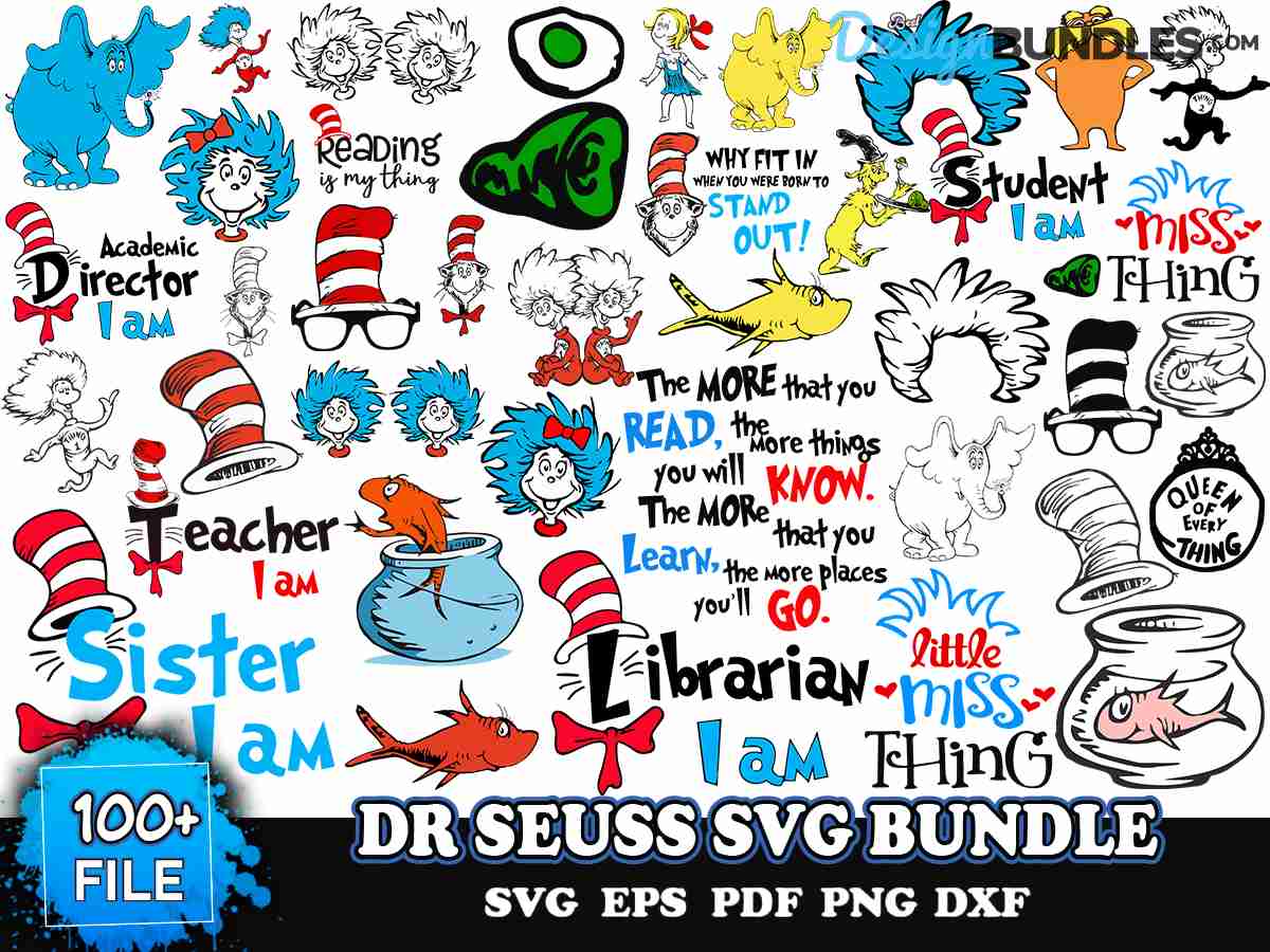 Dr Seuss Svg Bundle, Cat In The Hat SVG, Dr Seuss Hat SVG Instant ...