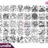 Icon set of Mickey Mouse and Disney park symbols in line art style.