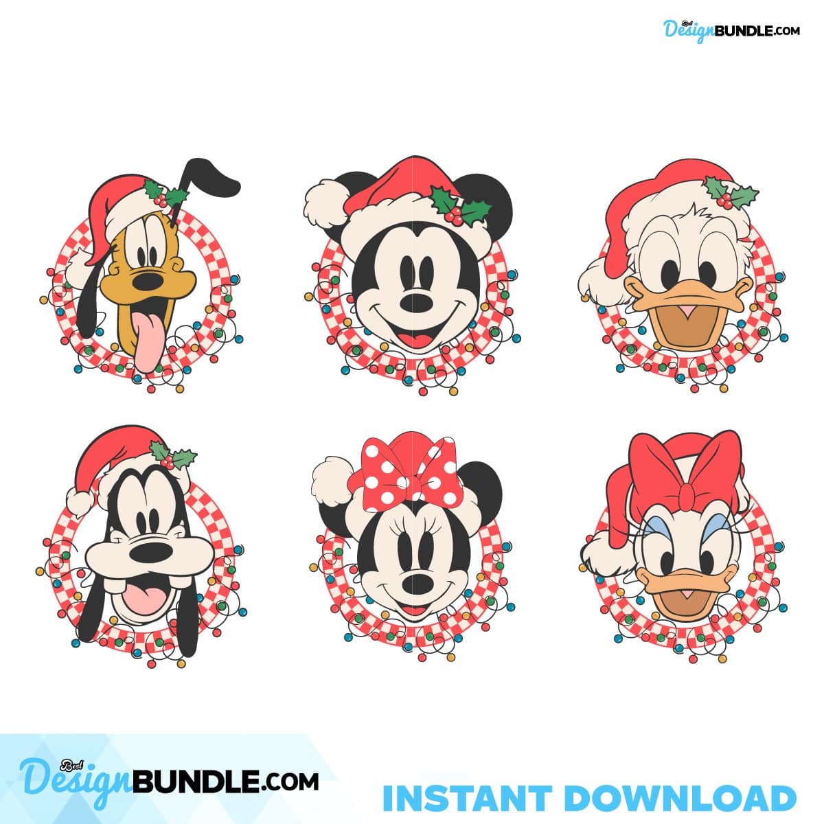 Funny Mickey And Friends Christmas Lights SVG Bundle Instant Download