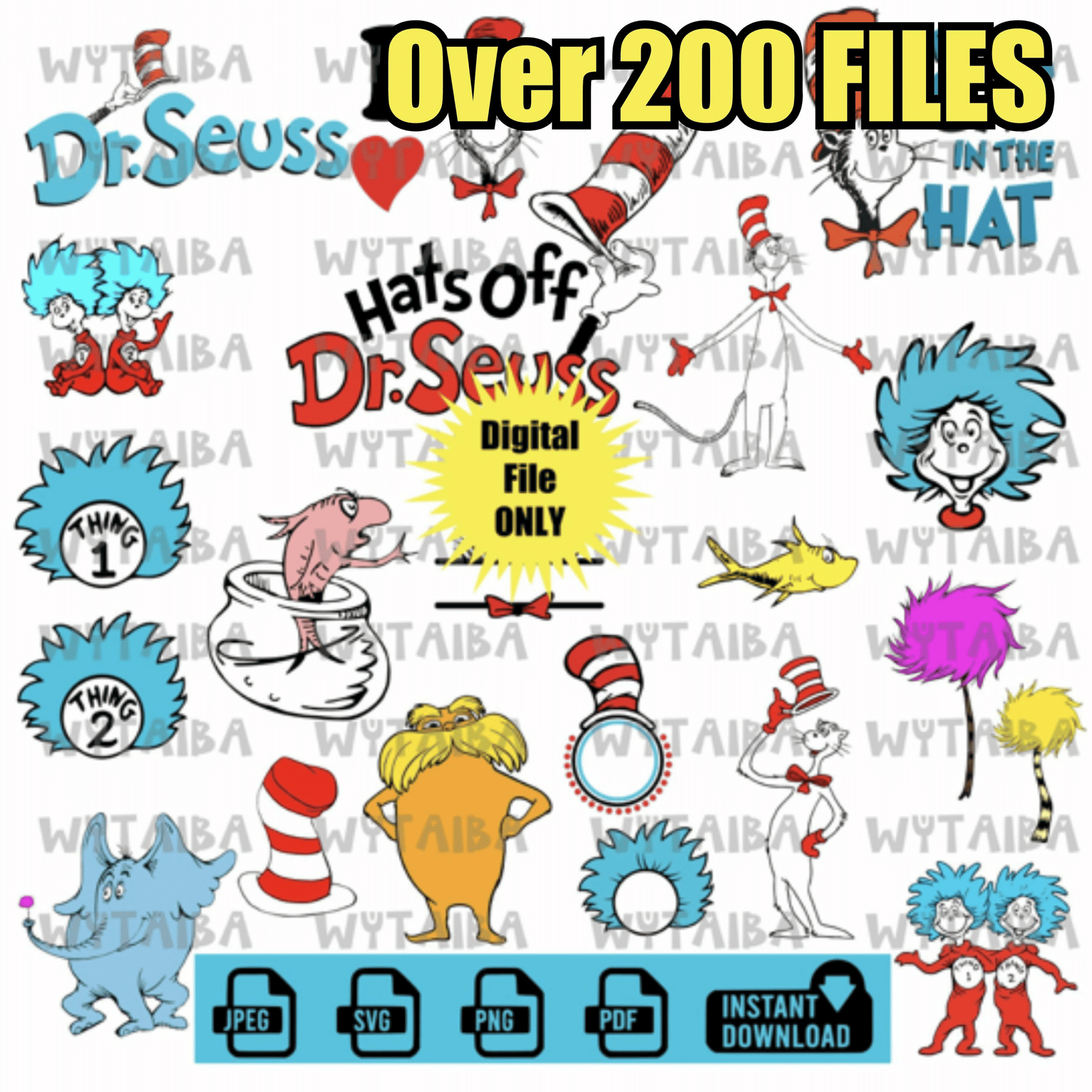 Celebrate Dr Seuss Week Clipart Svg Bundle, Dr. Seuss Svg Instant ...