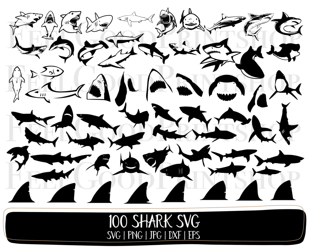 100 Shark Svg Bundle Baby Shark Svg Shark Clipart Shark Family Svg