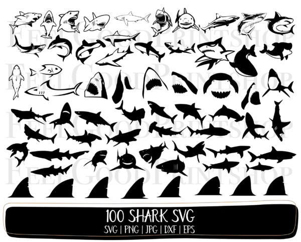 100 Shark Svg Bundle Baby Shark Svg Shark Clipart Shark Family Svg