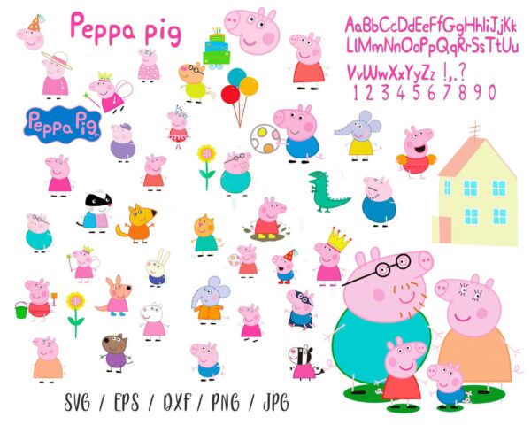 109 In 1 Cute Peppa Pig Svg Peppa Pig Family Digital Files Svg Peppa
