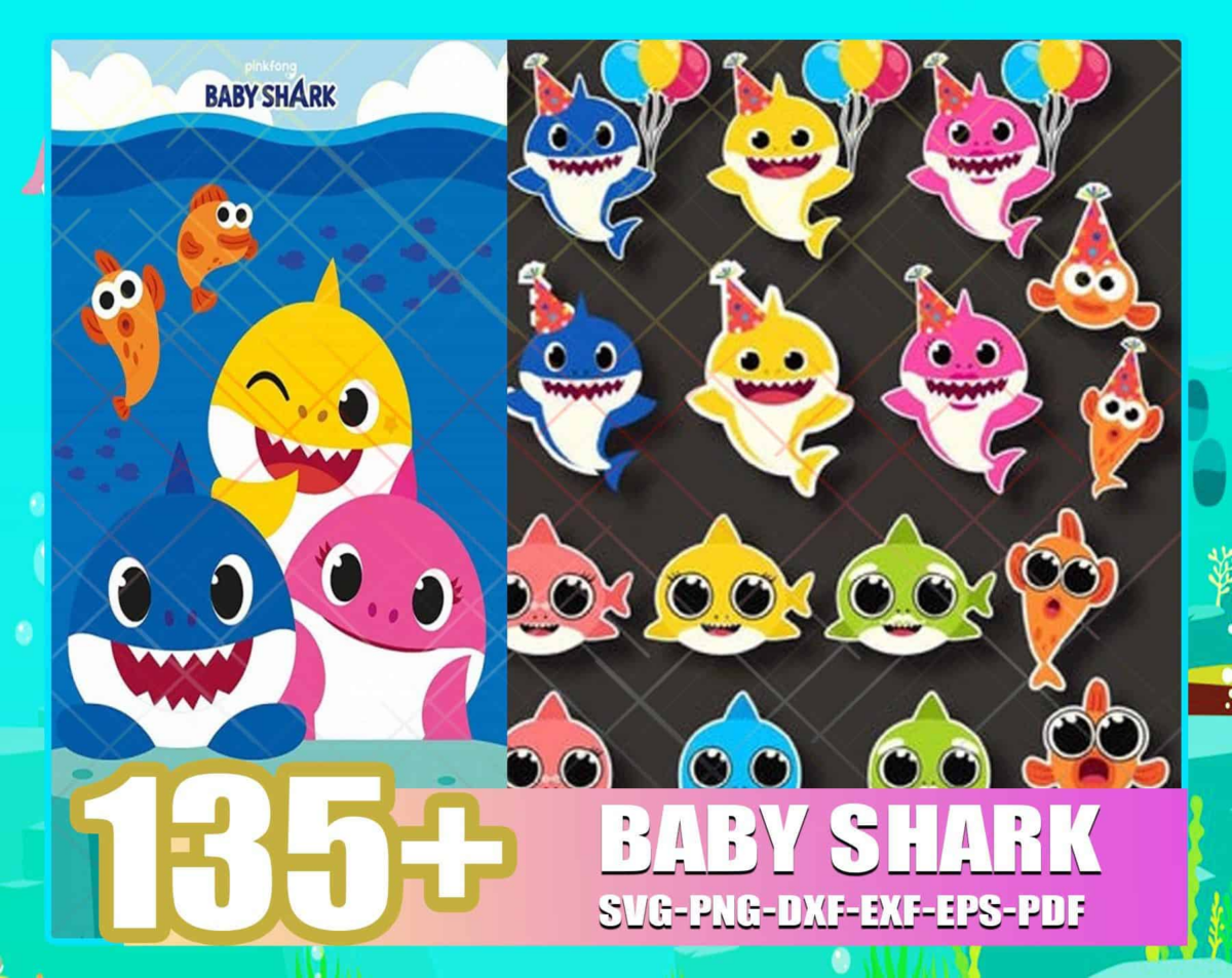 135+ Baby Shark Big Bundle Svg, Kid Svg Bundle For Cricut Svg Cut