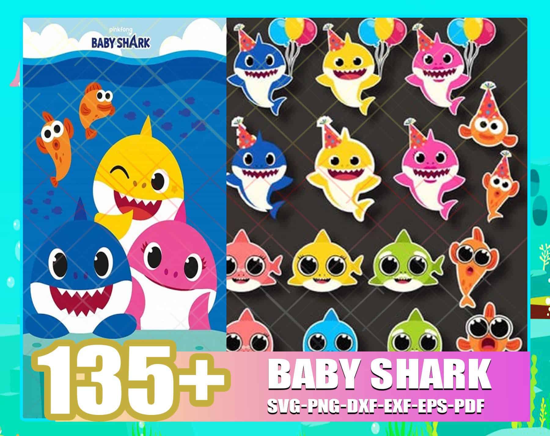 135+ Baby Shark Big Bundle Svg, Kid Svg Bundle For Cricut Svg Cut ...