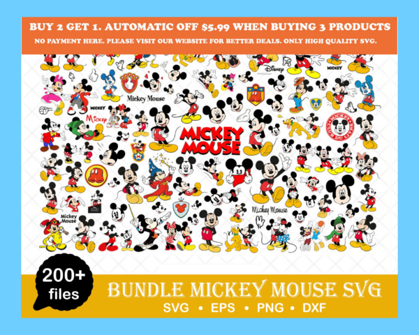 200+ Disney Mickey Mouse Svg, Png, Eps, Dxf For Cricut And Print,