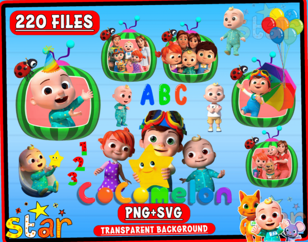 220 Bundle Cocomelon Svg, Cocomelon Clipart, Cocomelon Png