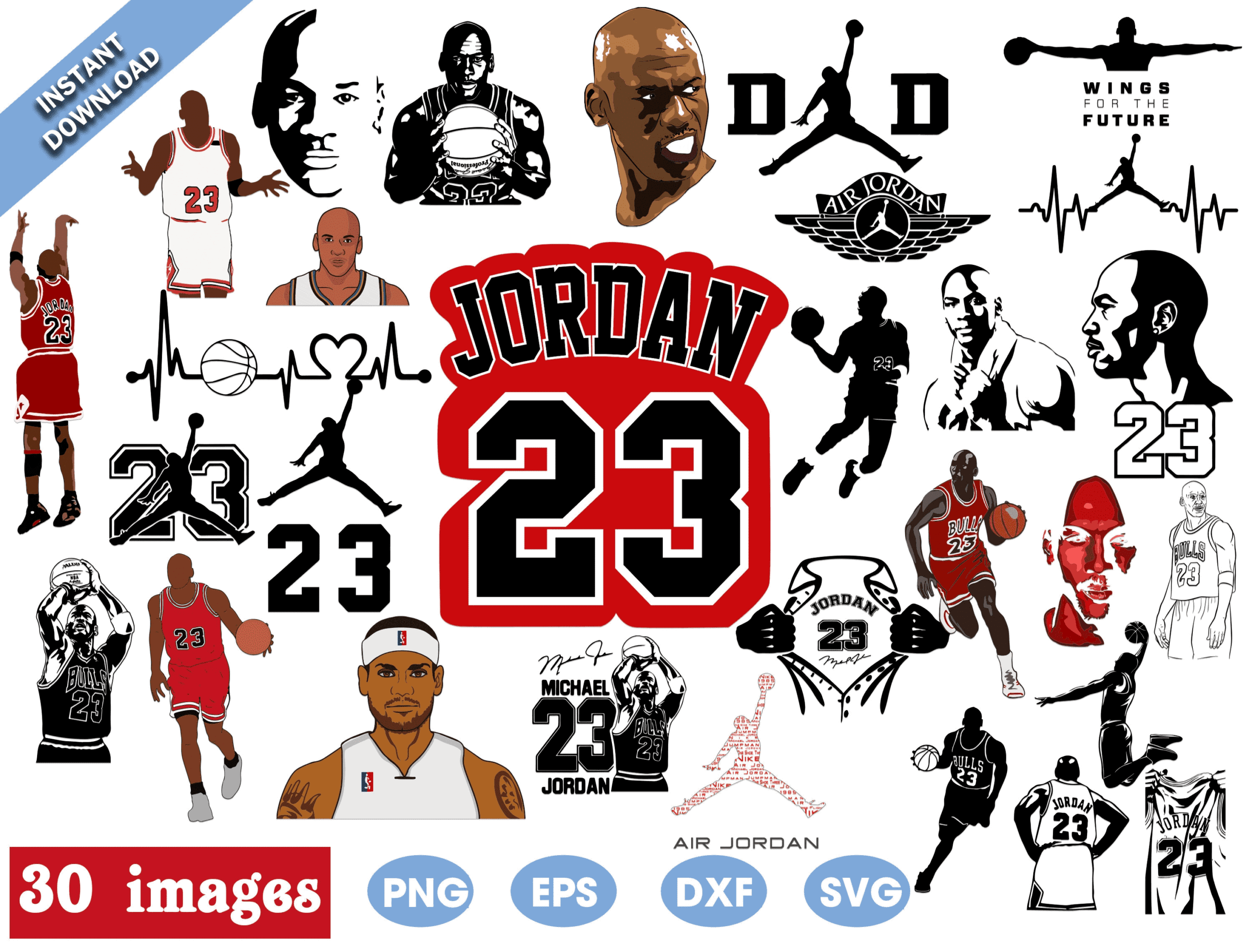 30+ Michael Jordan Svg Bundle,Silhouette Cut Files,Clipart,Svg Files ...