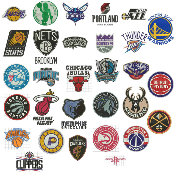 30 Nba Teams Logo Embroidery Digital File, 10.000+ Files, Size From