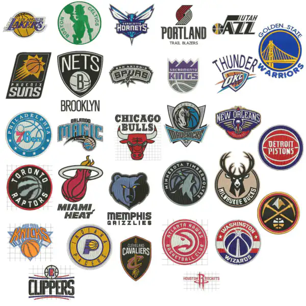 30 Nba Teams Logo Embroidery Digital File