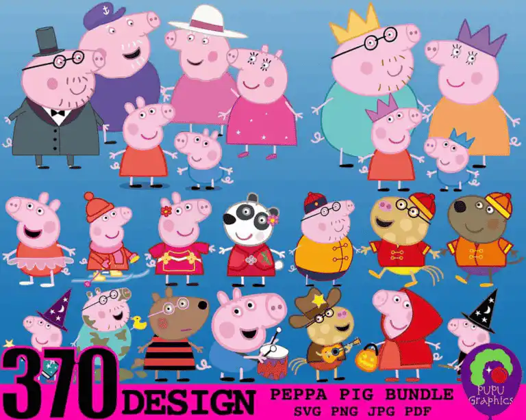 370 Designs Peppa Pig Svg Cut File Bundle